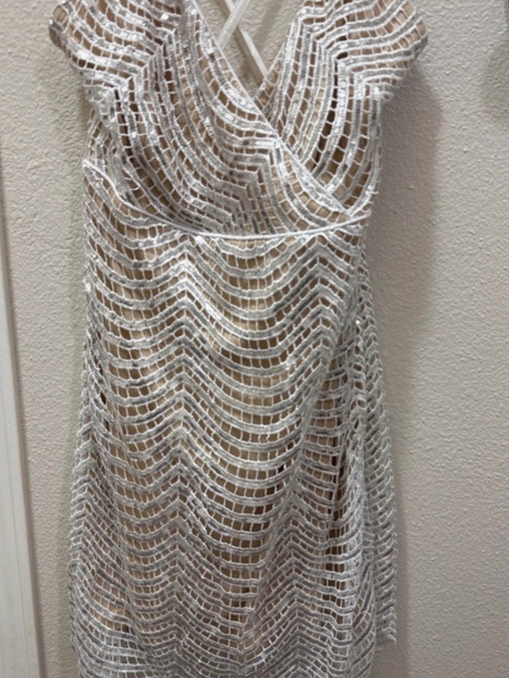 White Crochet V-Neck Dress - Brand Unspecified